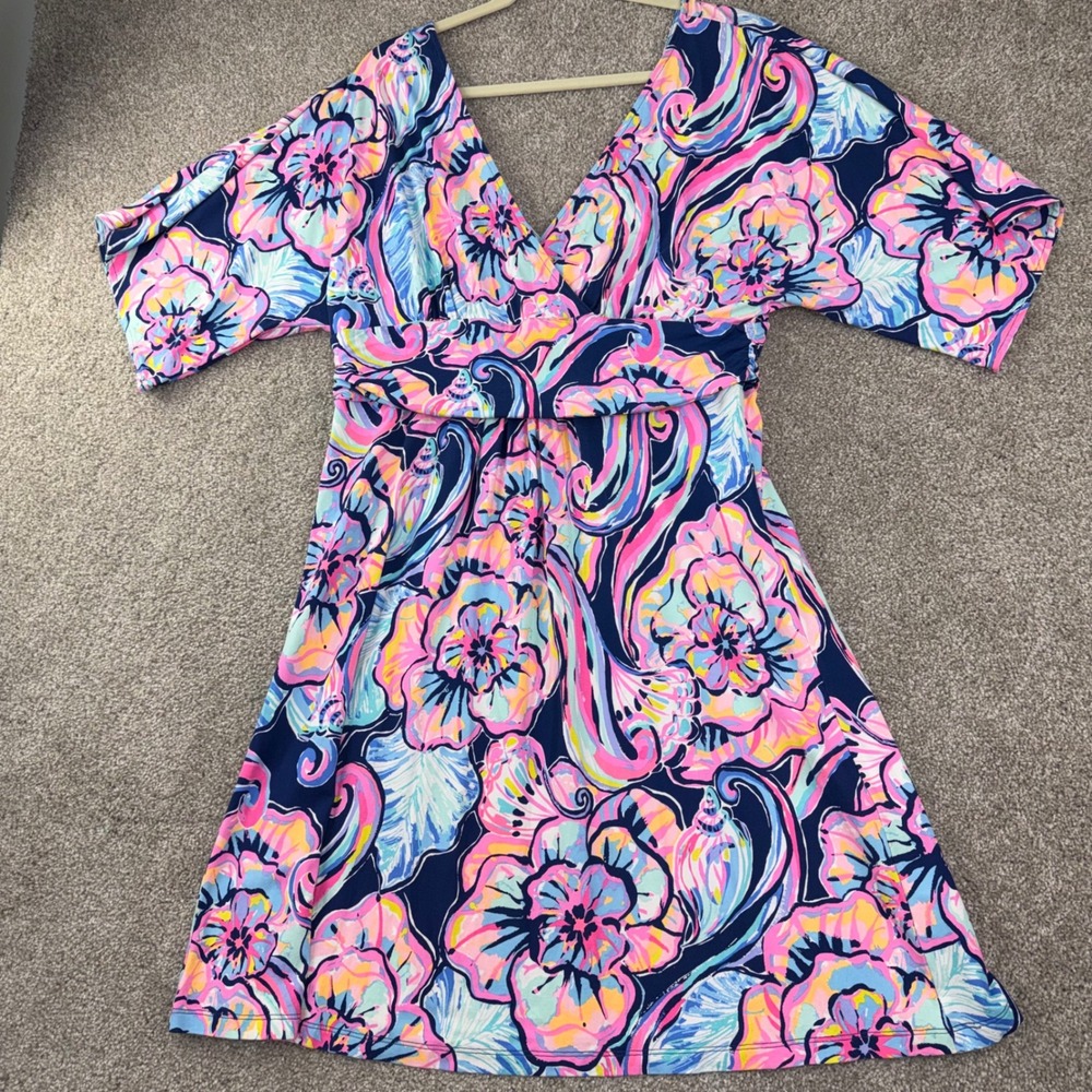 Lilly Pulitzer Nauti Navy Boho Bateau Dress Women M Resort Summer Knit Feminine - Picture 2 of 11